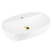 Umywalka nablatowa olvena uc5658gl 600x400x120mm otwór na baterię złoty korek