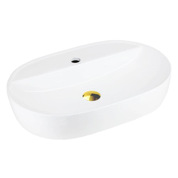 Umywalka nablatowa olvena uc5658gl 600x400x120mm otwór na baterię złoty korek