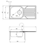 Zlewozmywak stalowy z baterią 1-komorowy z ociekaczem Legato Deante