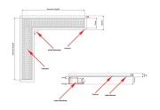 Odpływ liniowy narożny z flanszą i metalowym syfonem Kesmet 70x70 cm z rusztem