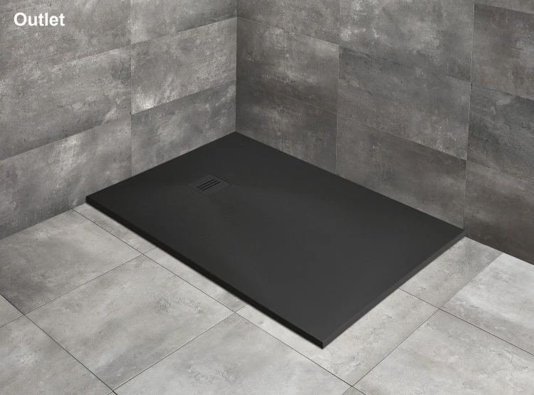 Outlet Brodzik czarny prostokątny Kyntos F 140x80 Black Radaway