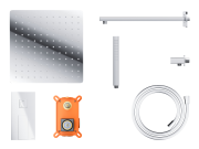 Natryskowy zestaw prysznicowy corsan za30mch kwadratowa deszczownica z podtynkową baterią mieszaczową