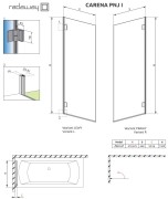 Parawan nawannowy Radaway Carena PNJ 67x150 lewy, szkło przejrzyste