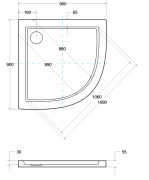 Brodzik półokrągły Besco ARON SLIMLINE 90x90x3
