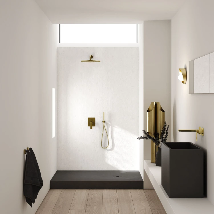 Brodzik prostokątny NONLIMITS Black Stone 80x140 Schedpol Schedline, czarny