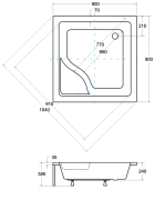 Brodzik kwadratowy biały Besco IGOR-PMD 90x90x24