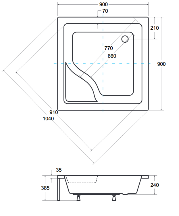 Brodzik kwadratowy biały Besco IGOR-PMD 90x90x24