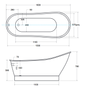 Wanna wolnostojąca Besco GLORIA GLAM 160x68 złota