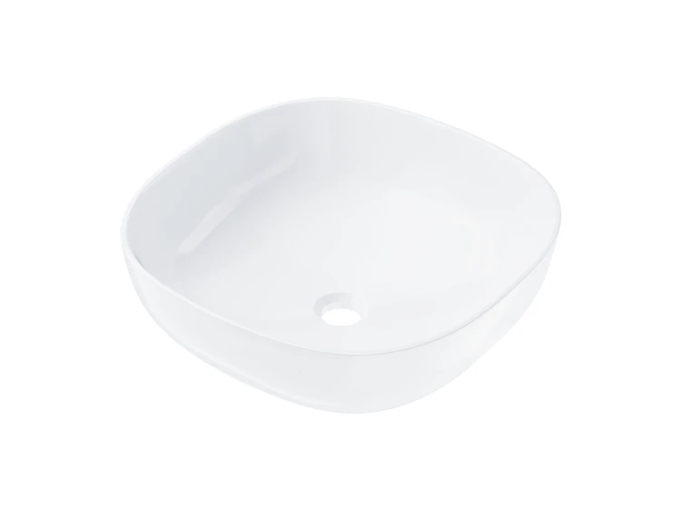 Umywalka nablatowa corsan kwadratowa 420x420x145 mm z korkiem klik-klak złotym