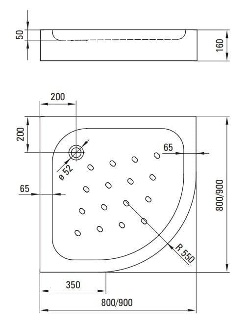 Brodzik akrylowy półokrągły 80x80 Funkia Deante
