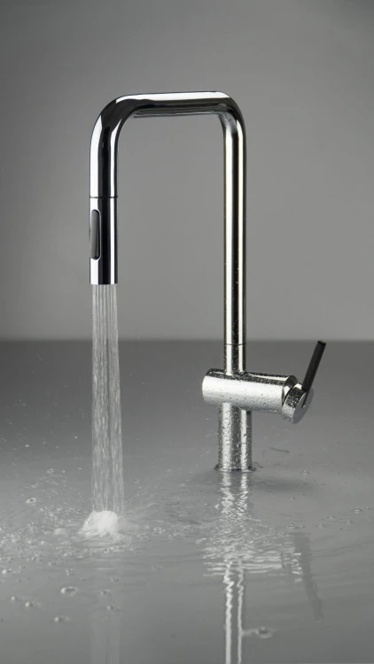 Bateria kuchenna z wyciąganą wylewką chrom Momi Deante