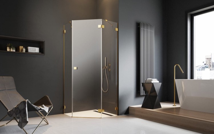 Kabina pięciokątna Essenza Pro 8 Gold PTJ Radaway prawa złota