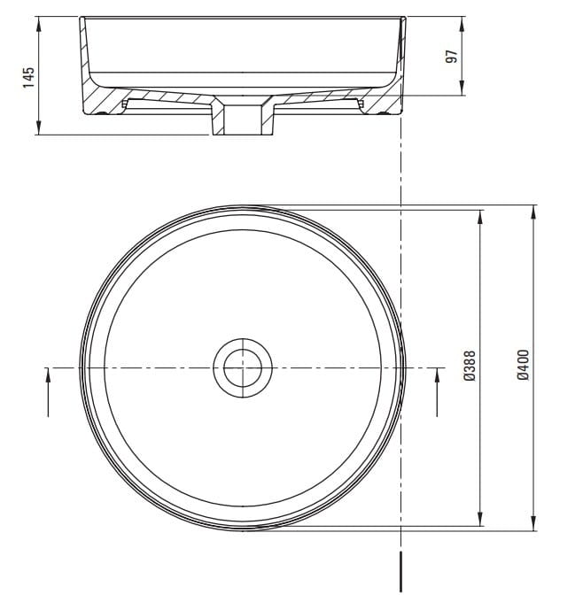 Umywalka ceramiczna nablatowa Round Deante biała