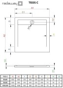 Brodzik kwadratowy Teos C 90x90 biały Radaway