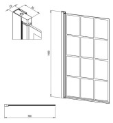Parawan nawannowy szklany transparentny nero 80x140 Deante