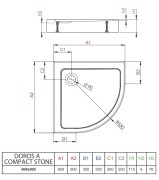 Brodzik półokrągły Radaway Doros A Compact 90x90 Stone biały