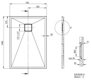Brodzik granitowy prostokątny 100x70 szary metalik Correo Deante