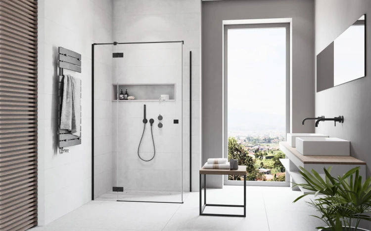 Kabina Radaway Essenza Black KDJ 80x80x200 lewa, szkło przejrzyste