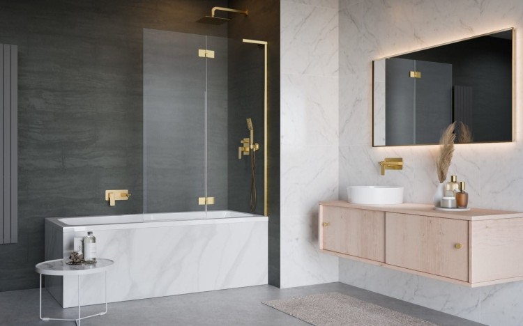 Parawan nawannowy Radaway Essenza 8 SL Gold PND II prawy