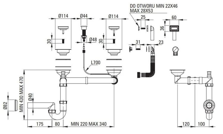 Zlewozmywak granitowy magnetyczny 1,5-komorowy grafit metalik Deante Magnetic
