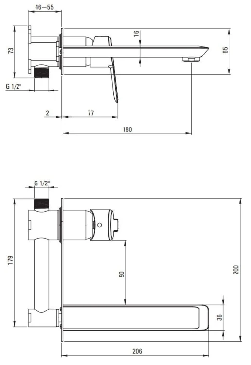 Bateria umywalkowa podtynkowa nero czarna Arnika Deante