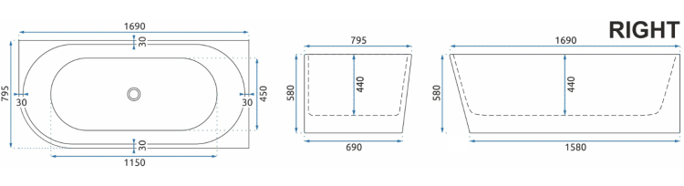 Wanna akrylowa narożna Sydney Bellanto 170 Rea prawa