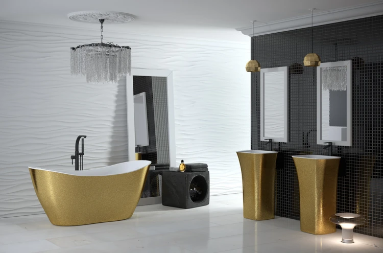 Wanna wolnostojąca Besco VIYA GLAM 160x70 złota