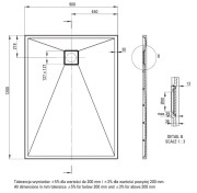 Brodzik granitowy prostokątny 120x90 alabaster Correo Deante