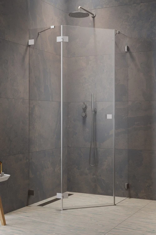 Kabina pięciokątna Essenza Pro 8 Brushed Nickel PTJ Radaway lewa