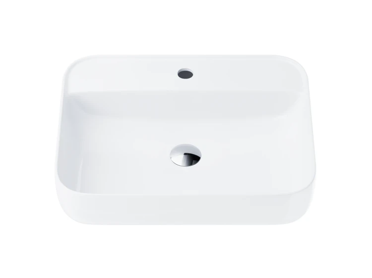 Umywalka nablatowa ango prostokątna 500x400x140 mm z korkiem chrom