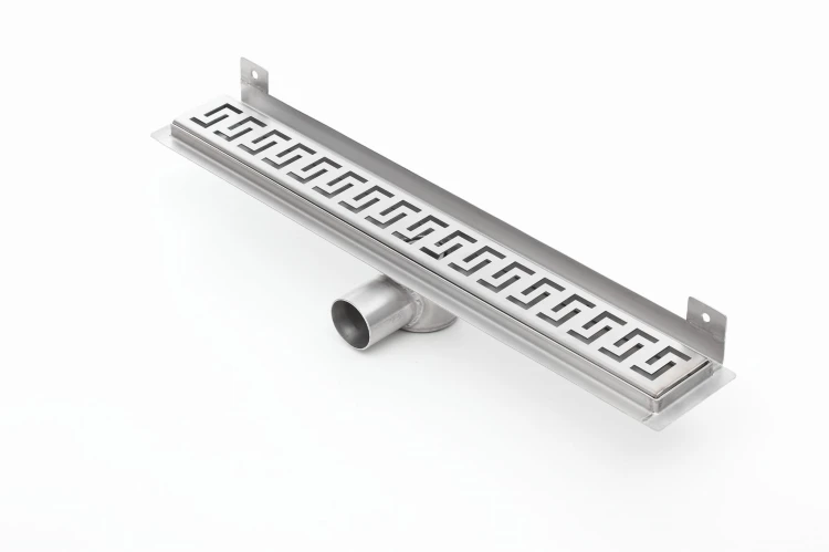 Odpływ liniowy ścienny z flanszą i metalowym syfonem Kesmet 50 cm z rusztem Greek