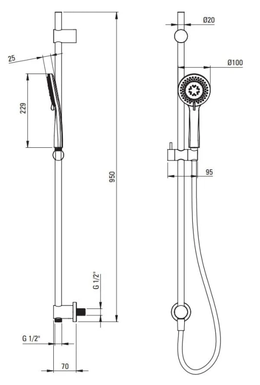 Zestaw prysznicowy podtynkowy z wylewką wannową titanium Arnika Deante