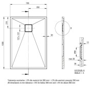 Brodzik granitowy prostokątny 100x70 alabaster Correo Deante