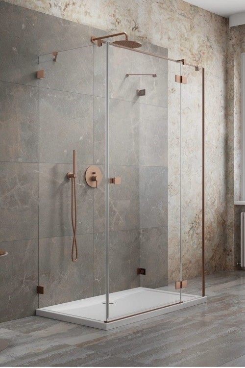 Kabina prysznicowa Essenza Pro Brushed Copper KDJ+S Radaway prawa miedź