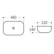 Umywalka nablatowa mono prostokątna 460x320x140 mm z korkiem chrom