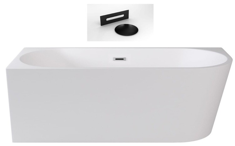 Wanna wolnostojąca Zoya Besco 170x80 biała lewa maskownice czarne