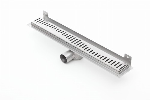 Odpływ liniowy ścienny z flanszą i metalowym syfonem Kesmet 100 cm z rusztem Stripes