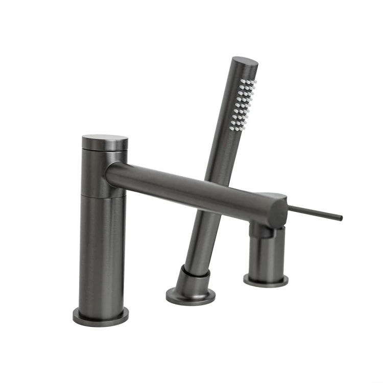 Bateria wannowa 3 otworowa corsan cmb7542gm lugo z wylewką i słuchawką prysznicową gunmetal