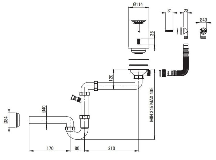 Zlewozmywak granitowy 1-komorowy alabaster Momi Deante