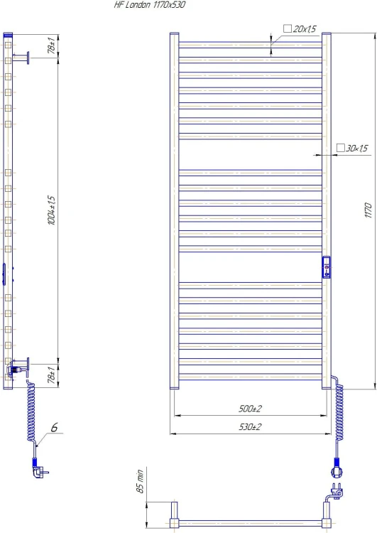 Grzejnik elektryczny suchy HF London 117x53 biały mat Hygge Family