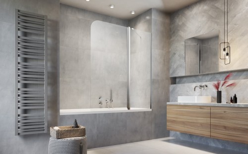 Parawan nawannowy Radaway Eos PND II 130x150 prawy, przejrzysty