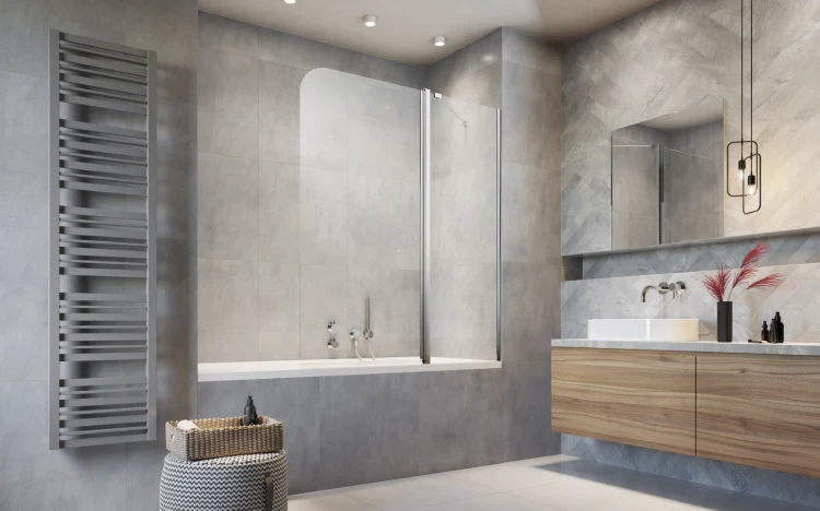 Parawan nawannowy Radaway Eos PND II 130x150 prawy, przejrzysty