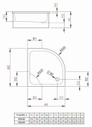 OUTLET Brodzik głęboki półokrągły Radaway Naxos A 80x80x41x26