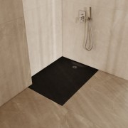 Brodzik prostokątny MAGNIFIC Black Stone 90x100 Schedpol Schedline, czarny