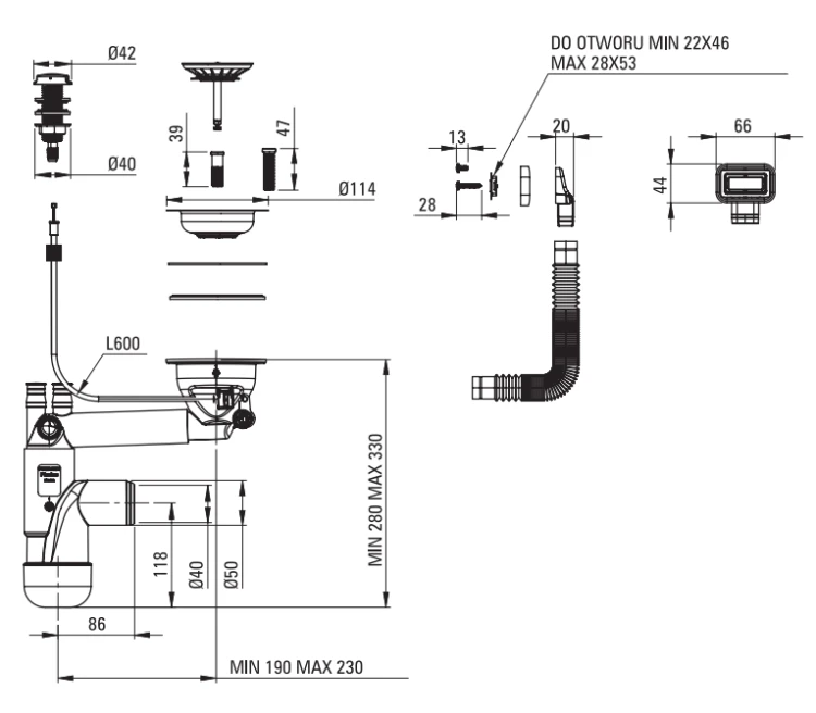 Zlewozmywak granitowy 1-komorowy z ociekaczem Eridan Deante ZQEA713