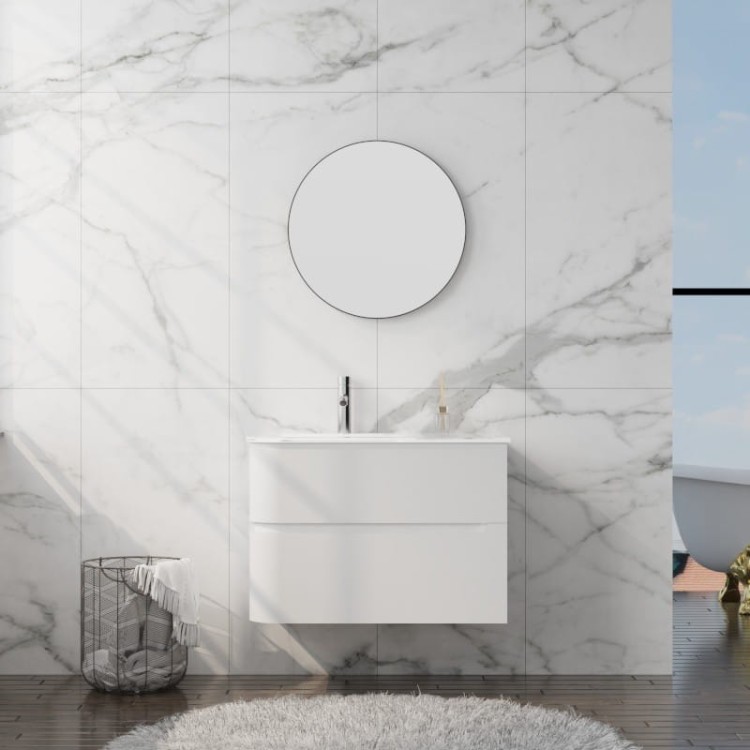 Szafka wisząca z umywalką szklaną Atlanta White 800 Lavita