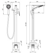 Bateria wannowa wolnostojąca Arnika Deante złoto szczotkowane