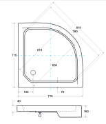 Brodzik półokrągły Besco ALEX-PMD 70x70x4