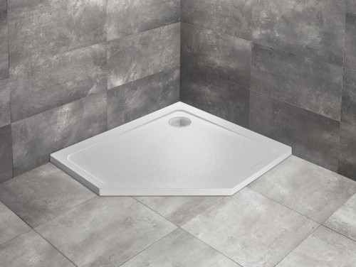 Brodzik pięciokątny Radaway Doros PT E 100x90x5 Stone biały prawy