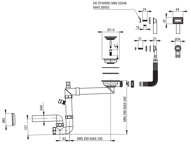 Zlewozmywak stalowy 1-komorowy titanium Olfato Precious Deante
